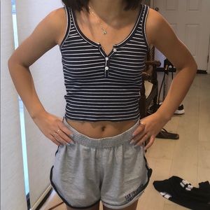 brandy melville white and navy stripped tank top